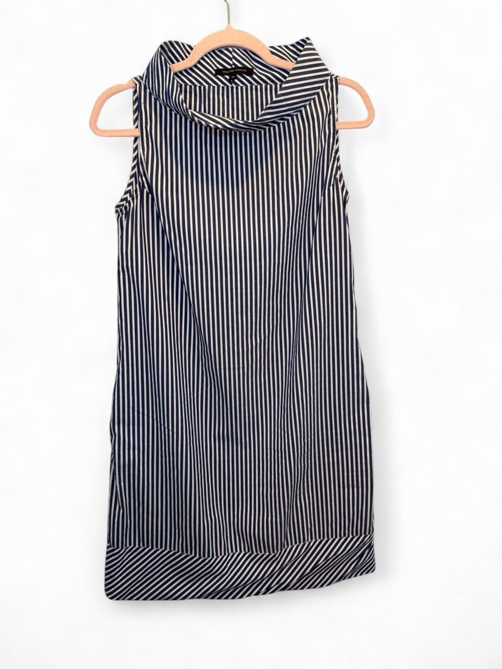 Walter Voulaz Striped Cowl Neck Shift Dress Italian 38 US 2 Luxury Pockets Zip